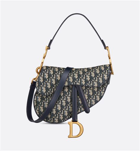 mini saddle bag with strap blue dior oblique jacquard|CHRISTIAN DIOR Oblique Mini Saddle Bag With Strap Blue .